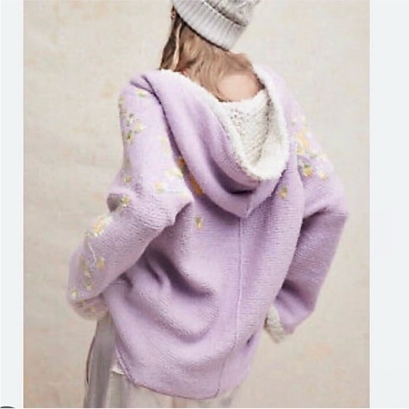 RARE Free People Floral Embroidered Lavender Buttercup Hoodie - Picture 4 of 16